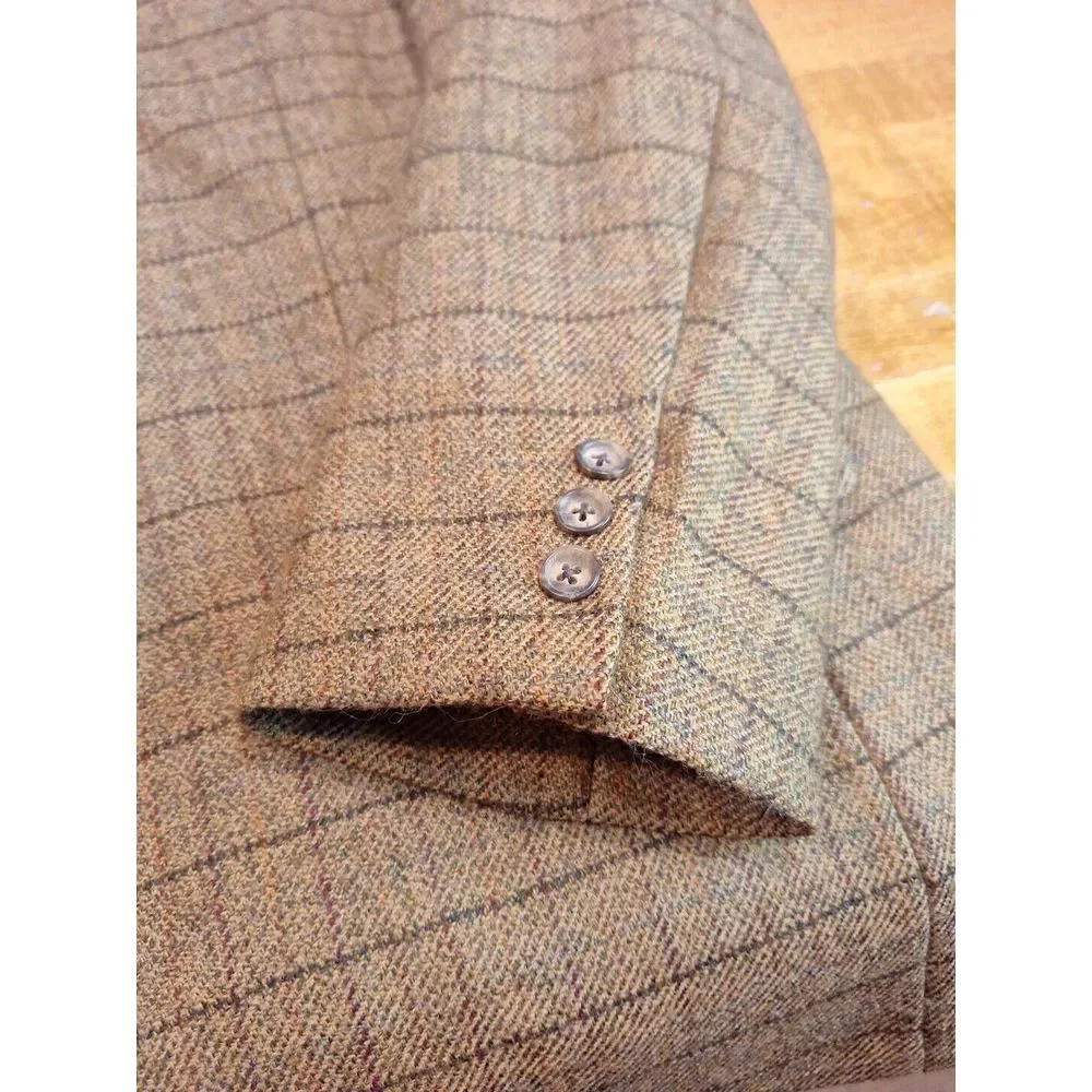 Custom Made Wool Tweed Blazer Bates‎ & Thigpen 2 Button 44R